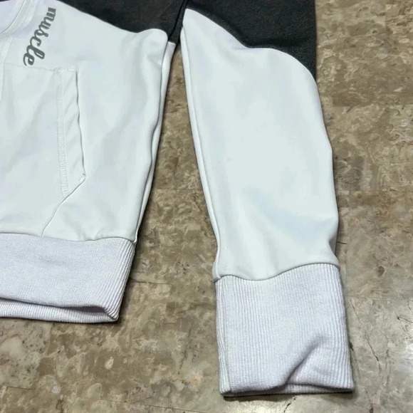 FUTURE MUSCLE ,hoodie zipper colorblock PTP 15”Moncton retro health gym Y2K - Picture 3 of 15